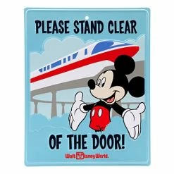 Disney Tin Sign - Mickey And Monorail- Please Stand Clear Of The Doors