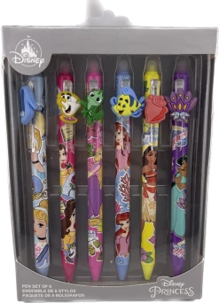 Disney Pen Set - Disney Princesses With Charms - Set Of 6