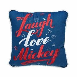 Disney Throw Pillow - Mickey Mouse Americana - Laugh Love Mickey