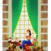 Disney Postcard - Belle In Library - By June Kim 1 Disney Postcard - Belle In Library - By June Kim -Souvenirs and Gadgets Shop img 3755